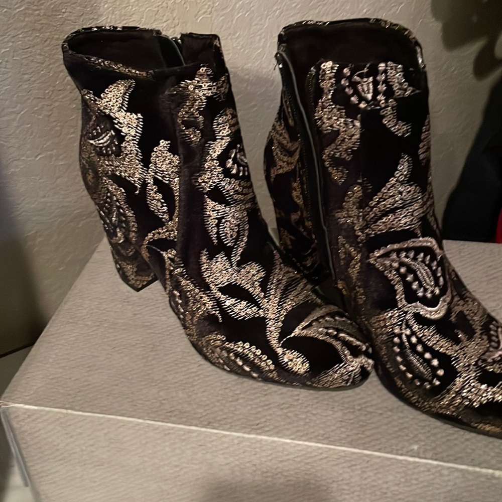 Mia black velvet booties